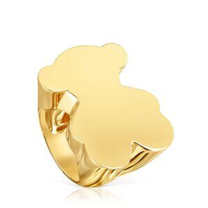Tous 30 mm Bear Signet Vermeil Ring Sweet Dolls Size 7.5